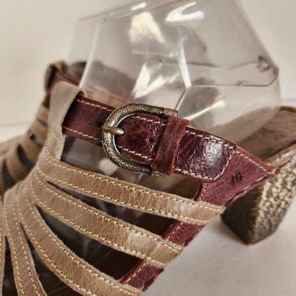 Josef Seibel Sandals Gray Leather Mule Peep Open Toe Platform Shoes 41 Size 10 - Picture 7 of 12